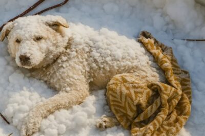 While searching for his own missing dog near the outskirts of Northridge Village, a man named Evan Carter stumbled upon an unexpected sight. Buried beneath a thick layer of snow was a white dog, barely visible except for the leash still attached to his frozen body. The lower half of the dog was completely stiff, unmoving, and covered in ice.