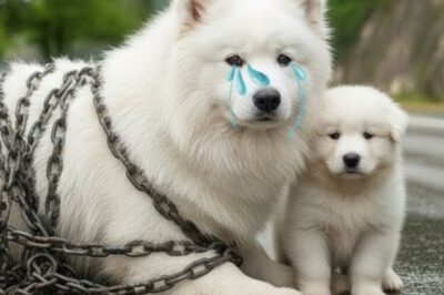 Shattered Chains and a Spontaneous Promise: The Heart-Stopping Rescue of a Chained Samoyed Mother and Puppy on a Coastal Highway