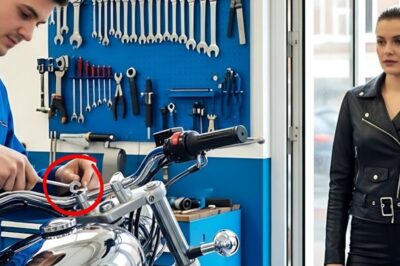 It was one of those scorching summer afternoons when even the air seemed tired. In a dusty corner of a small town, a young mechanic named Ethan Brooks was wiping the sweat from his forehead, his hands blackened with oil and grease. His little workshop, more like a tin shed with old tools, and a loyal stray dog, was all he had.