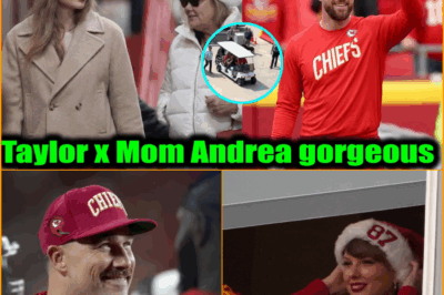 A Christmas Surprise on the Sidelines: Travis Kelce’s Unfiltered Joy as Taylor Swift and Mom Andrea Bring Holiday Cheer to Arrowhead