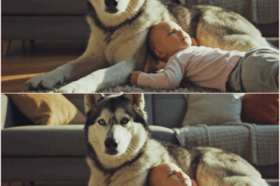 The Baby Fell Asleep On The Husky, Seconds Later Everyone Started Screaming